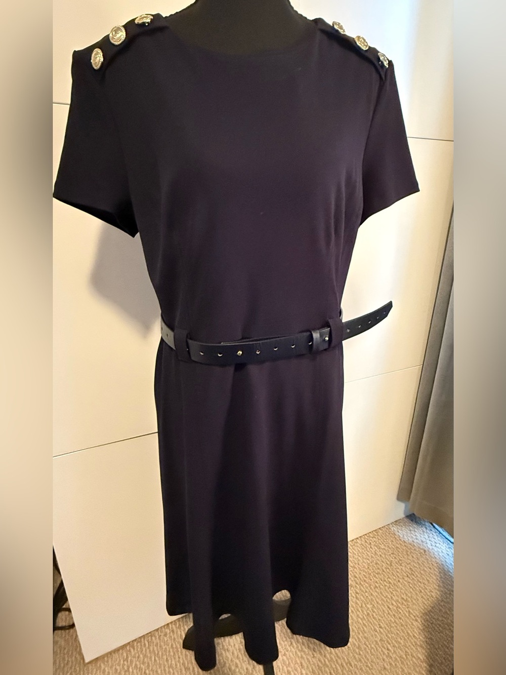 Karl Lagerfeld Navy Dress with Gold Zip, Size 12
